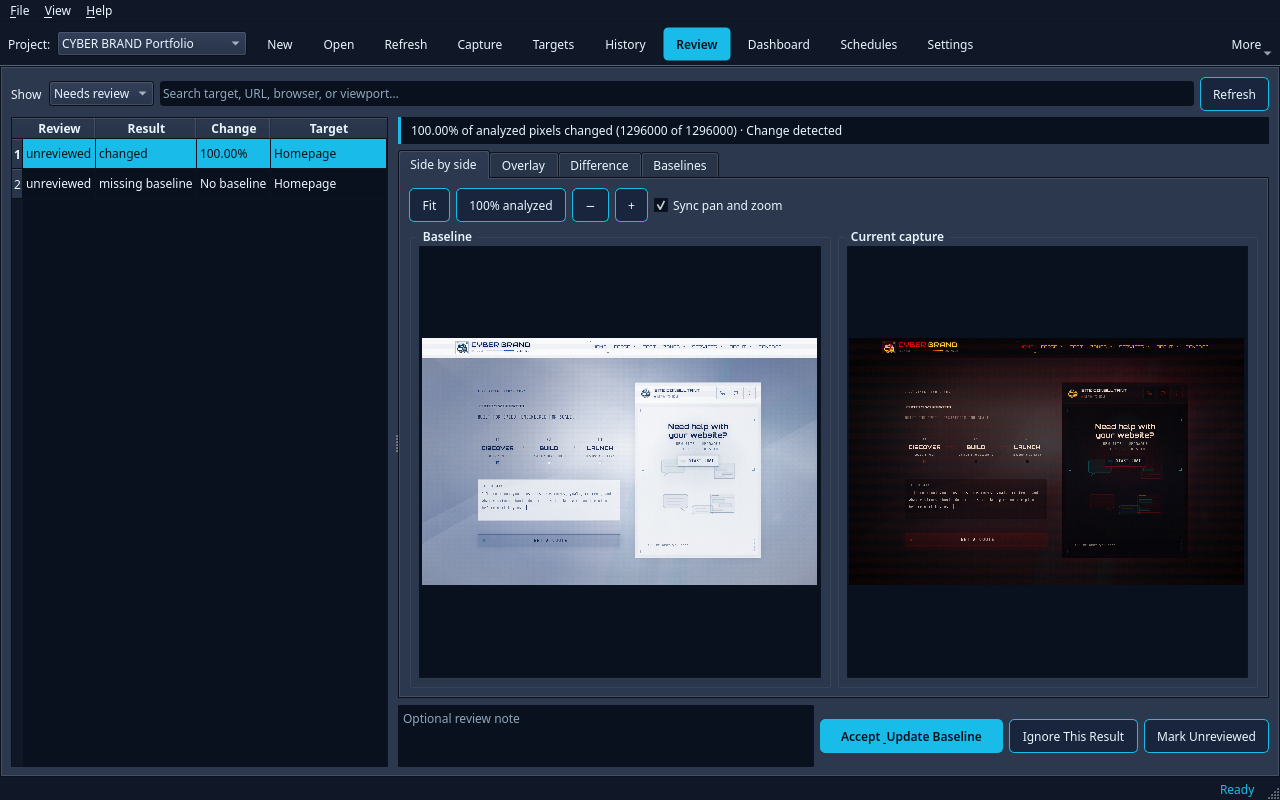 CyberSnapper comparing CYBER BRAND Clearnet and Darkweb captures