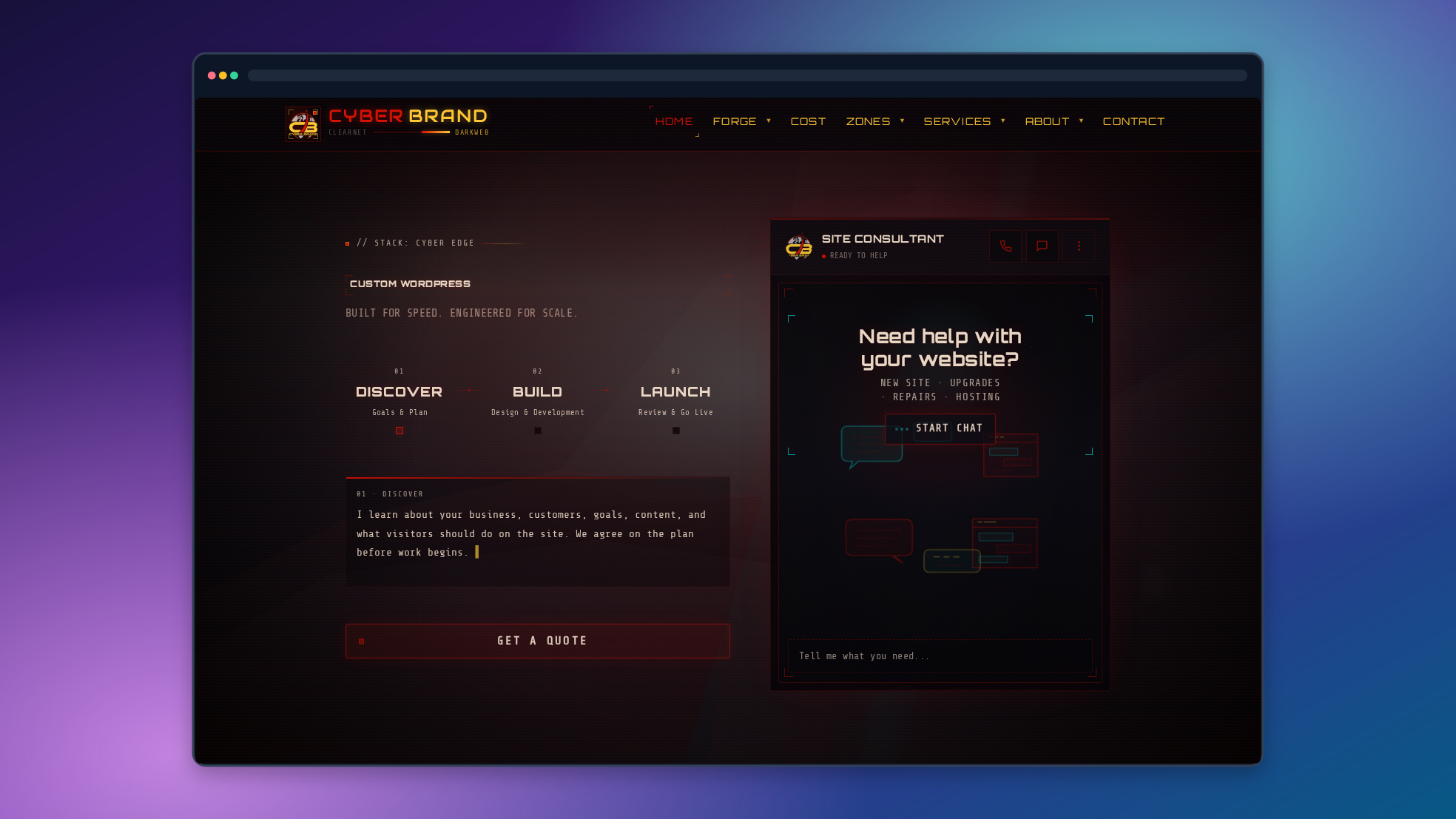 CYBER BRAND Darkweb screenshot presented on an Aurora background in a dark browser frame